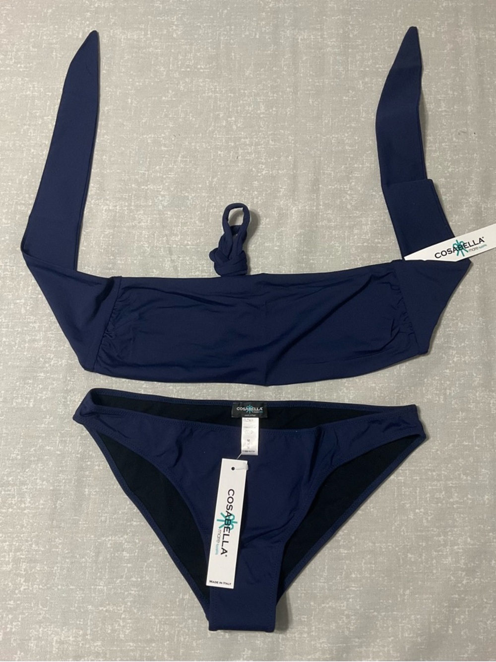 Cosabella Navy Two-Piece Bandeau Bikini Set Made In Italy Size M